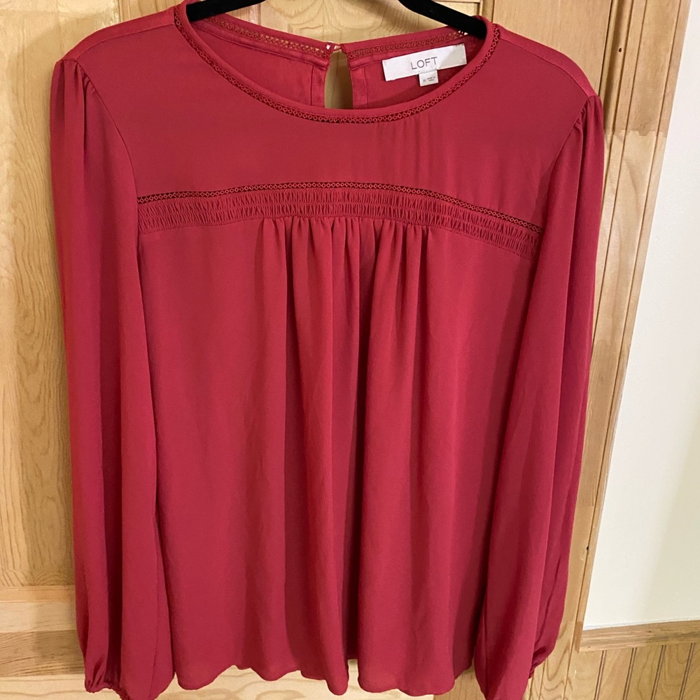 Women salmon long sleeve blouse
